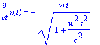 diff(x(t),t) = -w*t/(sqrt(1+w^2*t^2/(c^2)))
