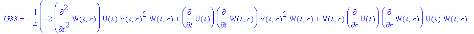 ` G33` = -1/4*(-2*diff(W(t,r),`$`(t,2))*U(t)*V(t,r)...