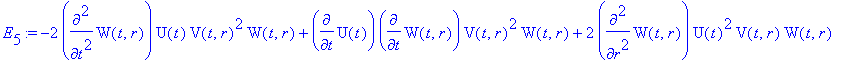 E[5] := -2*diff(W(t,r),`$`(t,2))*U(t)*V(t,r)^2*W(t,...