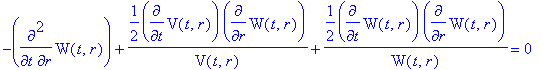 -diff(W(t,r),r,t)+1/2*diff(V(t,r),t)*diff(W(t,r),r)...