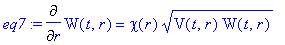 eq7 := Diff(W(t,r),r) = chi(r)*sqrt(V(t,r)*W(t,r))