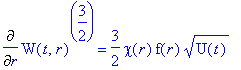 Diff(W(t,r)^(3/2),r) = 3/2*chi(r)*f(r)*sqrt(U(t))