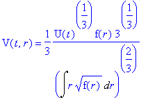 V(t,r) = 1/3*U(t)^(1/3)*f(r)*3^(1/3)/(Int(r*sqrt(f(...
