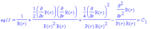 eq13 := 1/R(r)+1/2*diff(P(r),r)*diff(R(r),r)/(P(r)^...