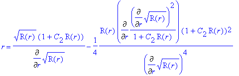 r = sqrt(R(r))*(1+C[2]*R(r))/Diff(sqrt(R(r)),r)-1/4...