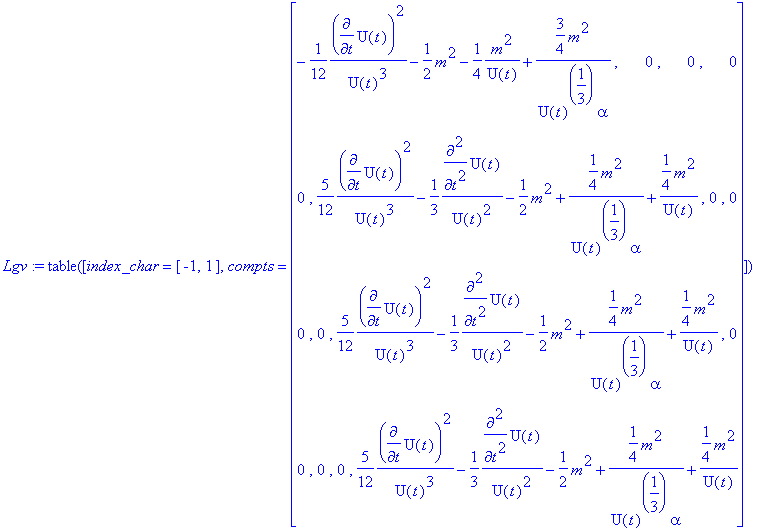 Lgv := TABLE([index_char = [-1, 1], compts = matrix...