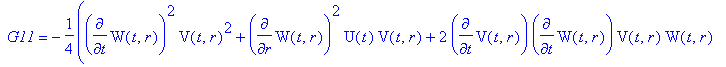 ` G11` = -1/4*(diff(W(t,r),t)^2*V(t,r)^2+diff(W(t,r...