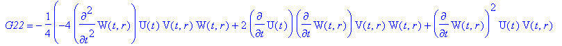 ` G22` = -1/4*(-4*diff(W(t,r),`$`(t,2))*U(t)*V(t,r)...