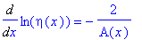 Diff(ln(eta(x)),x) = -2/A(x)