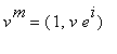 v^m = (1, v*e^i)
