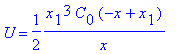 U = 1/2*1/x*x[1]^3*C[0]*(-x+x[1])