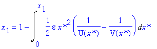 x[1] = 1-Int(1/2*epsilon*`x*`^2*(1/U(`x*`)-1/V(`x*`)),`x*` = 0 .. x[1])
