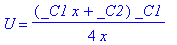 U = 1/4/x*(_C1*x+_C2)*_C1