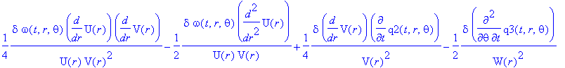 Lgvp := TABLE([index_char = [-1, 1], compts = matrix([[-1/(W(r)^2)+2/W(r)/V(r)*diff(W(r),`$`(r,2))-1/W(r)/V(r)^2*diff(V(r),r)*diff(W(r),r)+1/W(r)^2/V(r)*diff(W(r),r)^2-epsilon-1/2*1/U(r)*epsilon+1/2*1/...