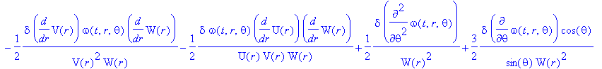 Lgvp := TABLE([index_char = [-1, 1], compts = matrix([[-1/(W(r)^2)+2/W(r)/V(r)*diff(W(r),`$`(r,2))-1/W(r)/V(r)^2*diff(V(r),r)*diff(W(r),r)+1/W(r)^2/V(r)*diff(W(r),r)^2-epsilon-1/2*1/U(r)*epsilon+1/2*1/...