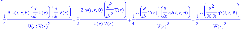 Lgvp := TABLE([index_char = [-1, 1], compts = matrix([[-1/(W(r)^2)+2/W(r)/V(r)*diff(W(r),`$`(r,2))-1/W(r)/V(r)^2*diff(V(r),r)*diff(W(r),r)+1/W(r)^2/V(r)*diff(W(r),r)^2-epsilon-1/2*1/U(r)*epsilon+1/2*1/...