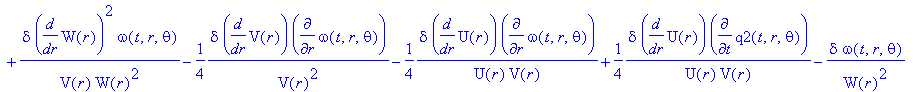 Lgvp := TABLE([index_char = [-1, 1], compts = matrix([[-1/(W(r)^2)+2/W(r)/V(r)*diff(W(r),`$`(r,2))-1/W(r)/V(r)^2*diff(V(r),r)*diff(W(r),r)+1/W(r)^2/V(r)*diff(W(r),r)^2-epsilon-1/2*1/U(r)*epsilon+1/2*1/...