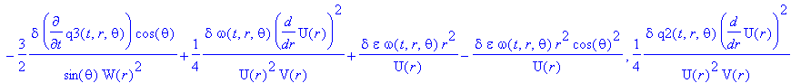 Lgvp := TABLE([index_char = [-1, 1], compts = matrix([[-1/(W(r)^2)+2/W(r)/V(r)*diff(W(r),`$`(r,2))-1/W(r)/V(r)^2*diff(V(r),r)*diff(W(r),r)+1/W(r)^2/V(r)*diff(W(r),r)^2-epsilon-1/2*1/U(r)*epsilon+1/2*1/...