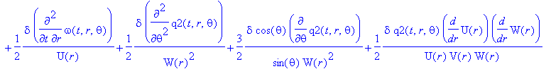 Lgvp := TABLE([index_char = [-1, 1], compts = matrix([[-1/(W(r)^2)+2/W(r)/V(r)*diff(W(r),`$`(r,2))-1/W(r)/V(r)^2*diff(V(r),r)*diff(W(r),r)+1/W(r)^2/V(r)*diff(W(r),r)^2-epsilon-1/2*1/U(r)*epsilon+1/2*1/...