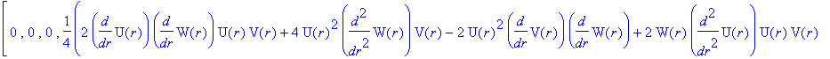 Estn := TABLE([index_char = [-1, 1], compts = matrix([[(2*W(r)*diff(W(r),`$`(r,2))*V(r)-diff(V(r),r)*W(r)*diff(W(r),r)-V(r)^2+V(r)*diff(W(r),r)^2)/W(r)^2/V(r)^2, 0, 0, 0], [0, -1/V(r)/U(r)*(-diff(U(r),...