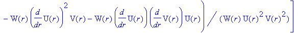 Estn := TABLE([index_char = [-1, 1], compts = matrix([[(2*W(r)*diff(W(r),`$`(r,2))*V(r)-diff(V(r),r)*W(r)*diff(W(r),r)-V(r)^2+V(r)*diff(W(r),r)^2)/W(r)^2/V(r)^2, 0, 0, 0], [0, -1/V(r)/U(r)*(-diff(U(r),...