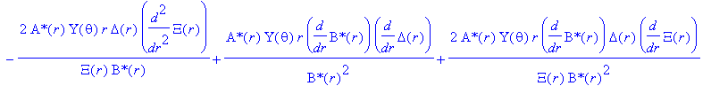 e86 := -`A*`(r)*Upsilon(theta)*r/`B*`(r)*diff(Delta(r),`$`(r,2))-3*`A*`(r)/Xi(r)*Upsilon(theta)*r/`B*`(r)*diff(Delta(r),r)*diff(Xi(r),r)-3*`A*`(r)*Upsilon(theta)/`B*`(r)*diff(Delta(r),r)-4*`A*`(r)/Xi(r...