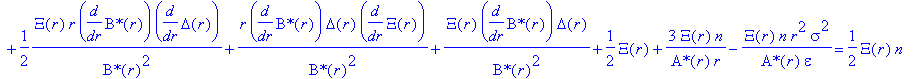 e87 := -1/2*Xi(r)*r/`B*`(r)*diff(Delta(r),`$`(r,2))-3/2*r/`B*`(r)*diff(Delta(r),r)*diff(Xi(r),r)-3/2*Xi(r)/`B*`(r)*diff(Delta(r),r)-2/`B*`(r)*Delta(r)*diff(Xi(r),r)-r/`B*`(r)*Delta(r)*diff(Xi(r),`$`(r,...