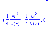 Lgv := TABLE([index_char = [-1, 1], compts = matrix([[2/W(r)/V(r)*diff(W(r),`$`(r,2))-1/W(r)/V(r)^2*diff(V(r),r)*diff(W(r),r)-1/(W(r)^2)+1/W(r)^2/V(r)*diff(W(r),r)^2-1/2*m^2-1/4*1/U(r)*m^2+1/4*1/V(r)*m...