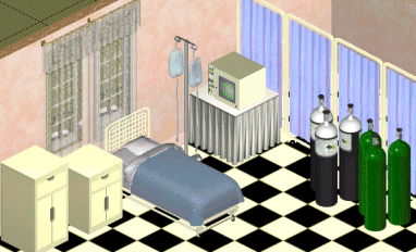 hospital room set, thanks to Ruth D for some of the objects