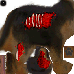 A dog that must have gotten into a vicious fight. For use with the Unleashed expansioin pack
