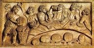 Carving of a Roman Christian agape love feast