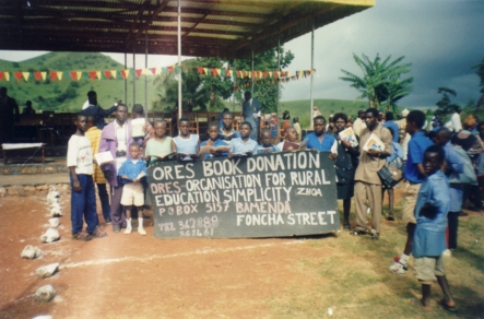 Some of the recipients of the ORES book donation in Zhoa.