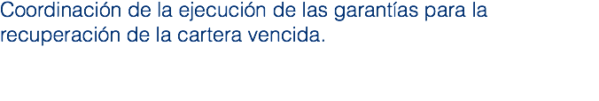 Coordinación de la ejecución de las garantías para la recuperación de la cartera vencida. 
