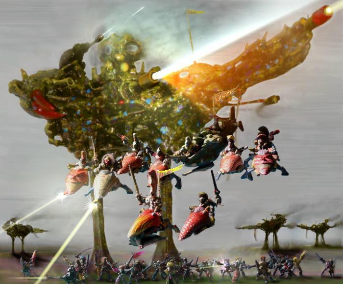 An Eldar Harlequin Troupe help out a few drednoughts.