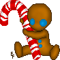  My first gingerbread, with a candycane.