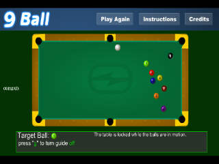 CLICK HERE TO PLAY 9 BALL - PLEASE GIVE GAMES TIME TO LOAD.....
