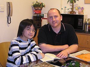 Teaching English to secondary school student at her home.