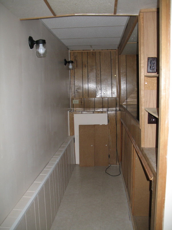 Behind dry bar