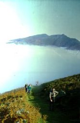 Larlako leporako bidean. Atzean Baigura mendia