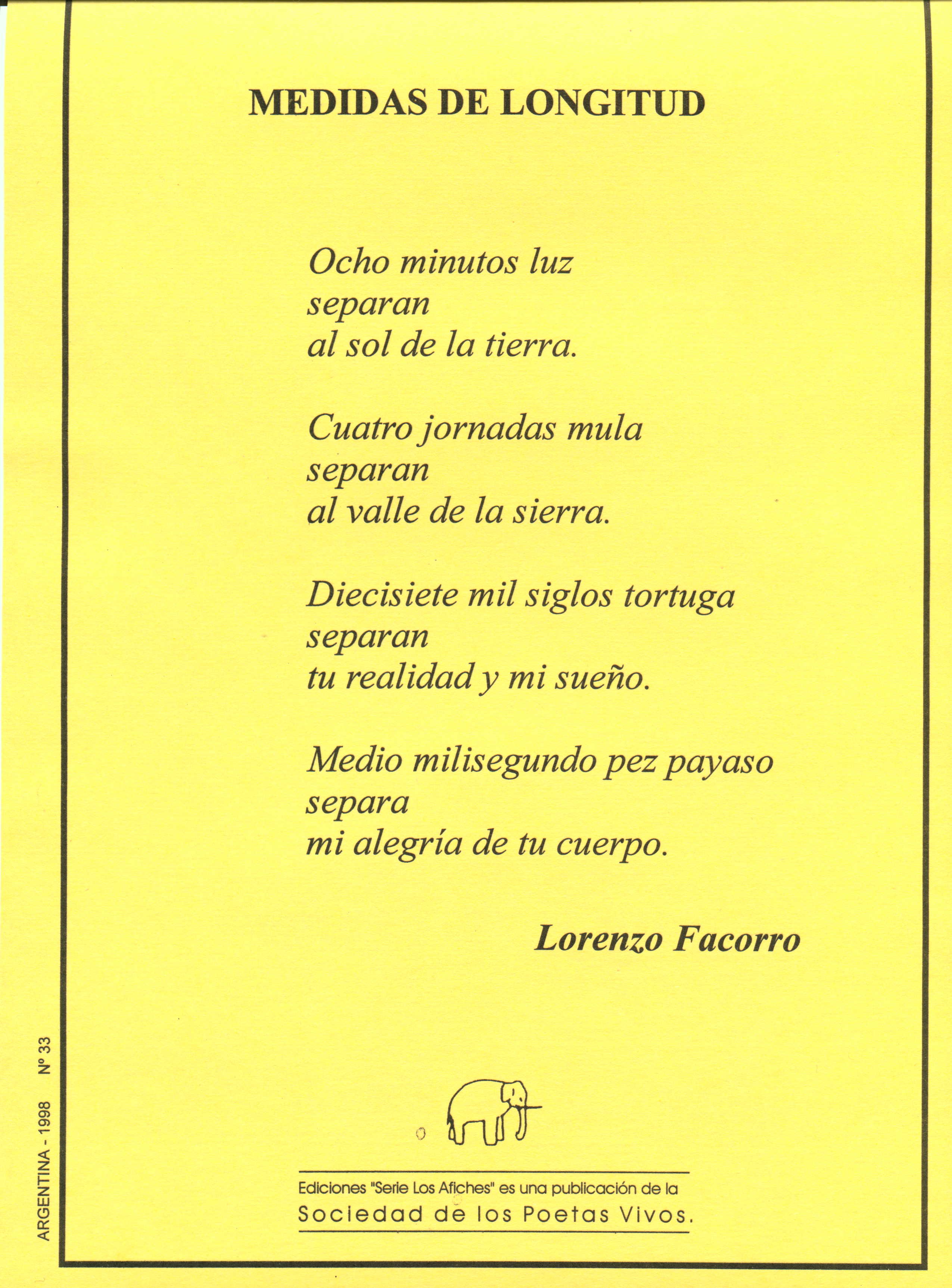 Serie Los Afiches No.33, Medidas de longitud,
Argentina, 1998