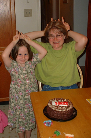 Emma and I making Bunny Ears for the camera