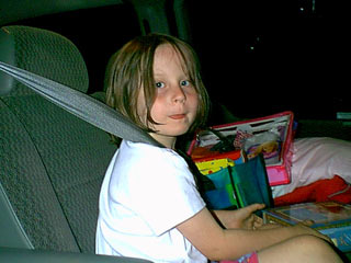 Emma in the van 