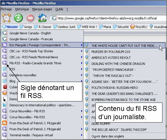 Fils RSS dans le navigateur Firefox