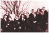 Friends and family gathered at �vendal to celebrate the wedding of Georg and Johanna, 26th April 1930. Back row: Ingeborg Barstad(Johanna's sister),unknown unknown, Kristian Birkeland(Georg's cousin), unknown (girl-friend of Hans K) and Hans KristianFront row( left to right): Ingvald Puntervoll and Ida( who were married 6 months later), Johanna and Georg, Johan Birkeland(cousin of Georg),Ingeborg and Gunder Jakobsen.