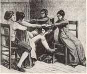 The "lap technique" used when a birthing stool was unavailable. Click here.