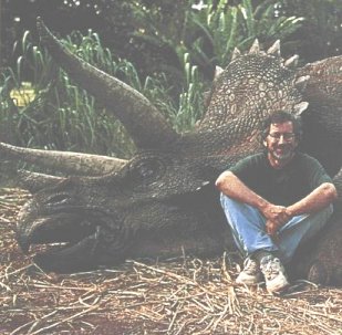 A man and his dinosaur.