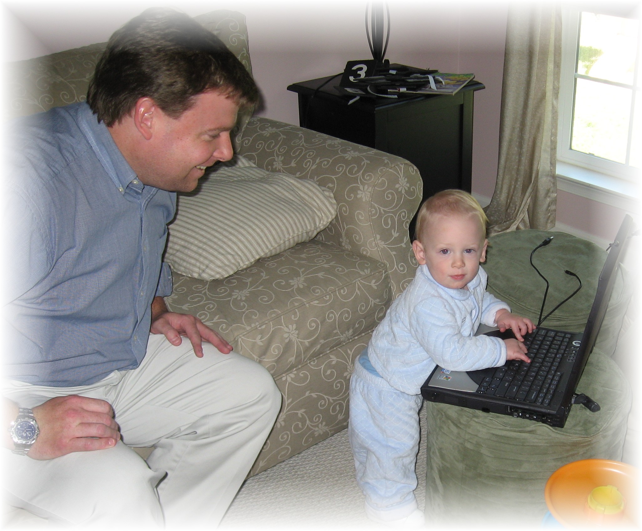 Daddy watching Aidan typing...