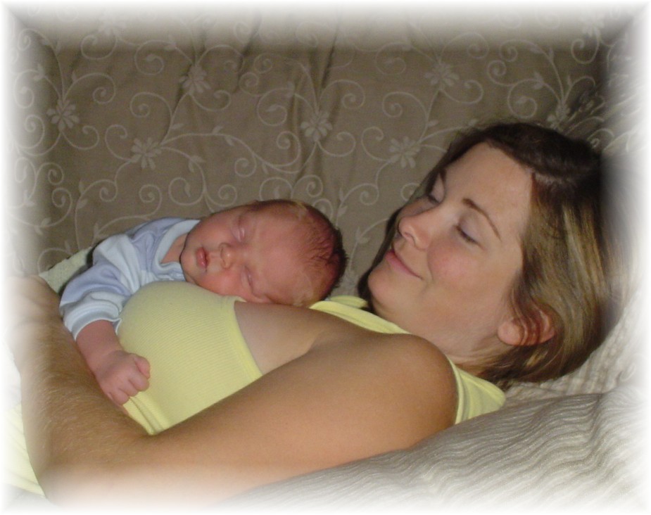 John Paul sleeping on Mommy's chest!