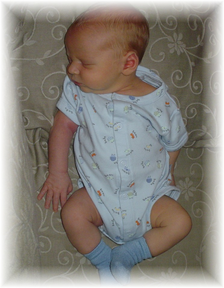John Paul sleeping after his 2-week doctor visit.