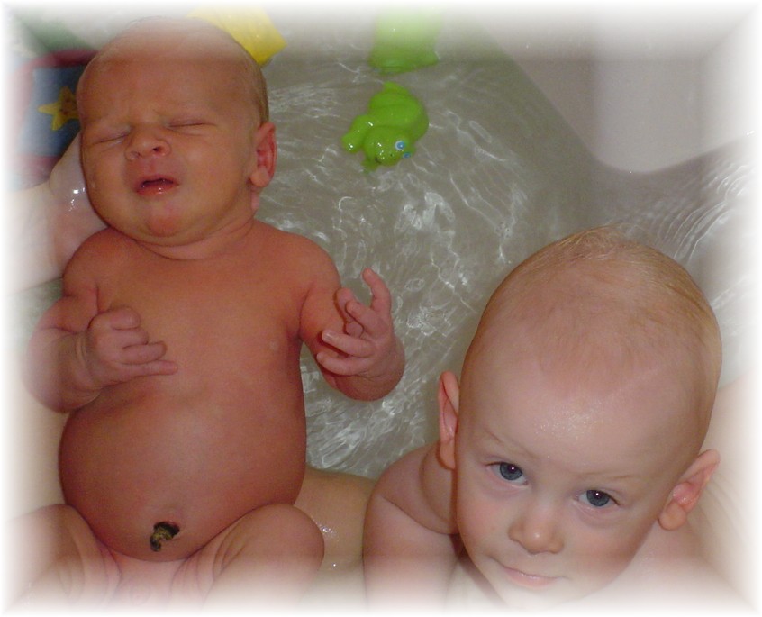 John Paul's first bath!